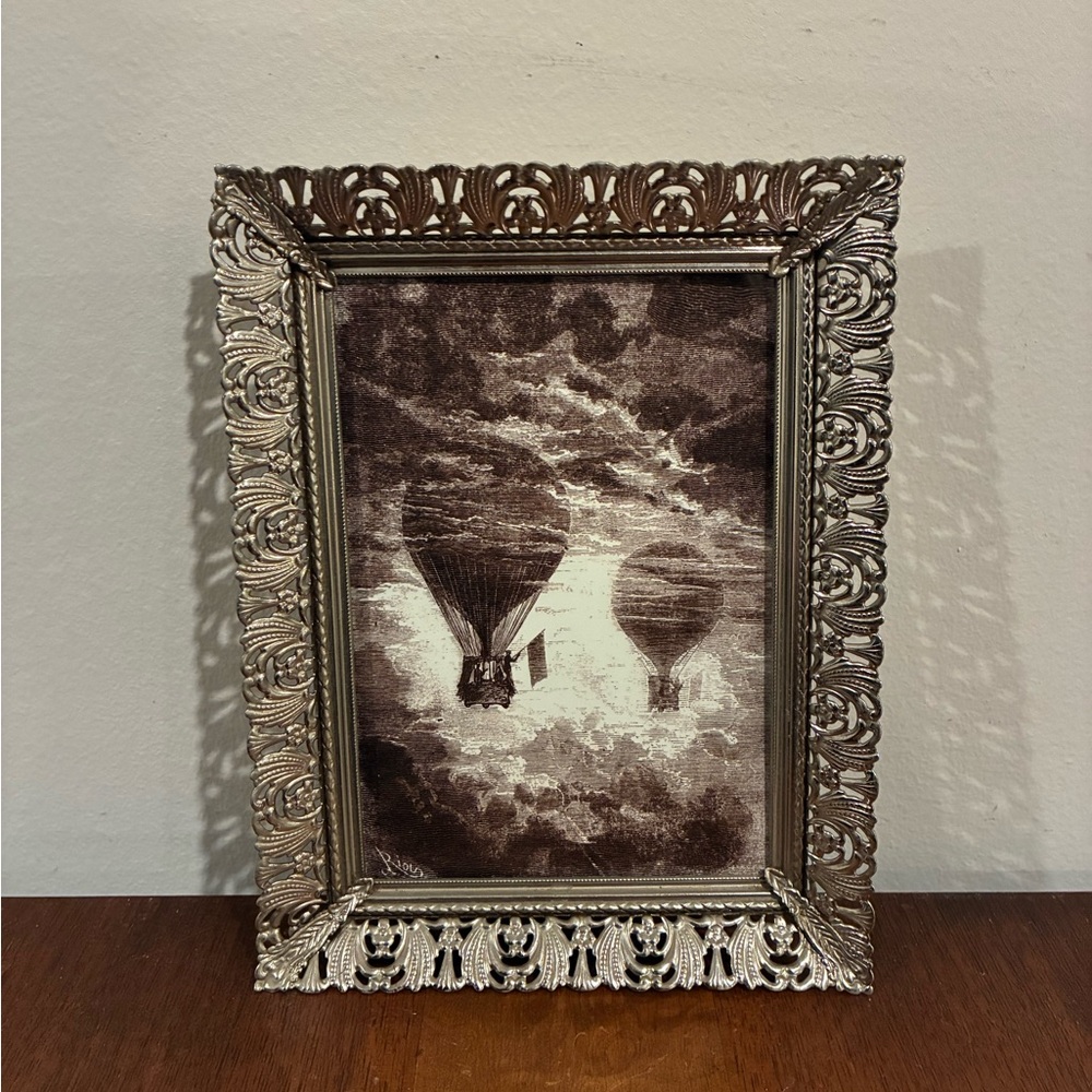Jules Verne Hot Air Balloons 6.5x8.5 Vintage Frame Art Print Riou Illustration